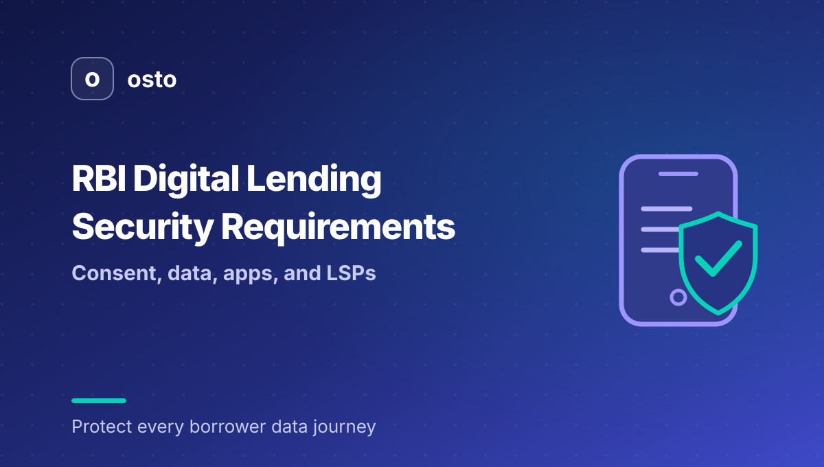 RBI digital lending security requirements showing consent, data protection, app permissions, cybersecurity controls, and regulatory compliance for digital lenders in India.