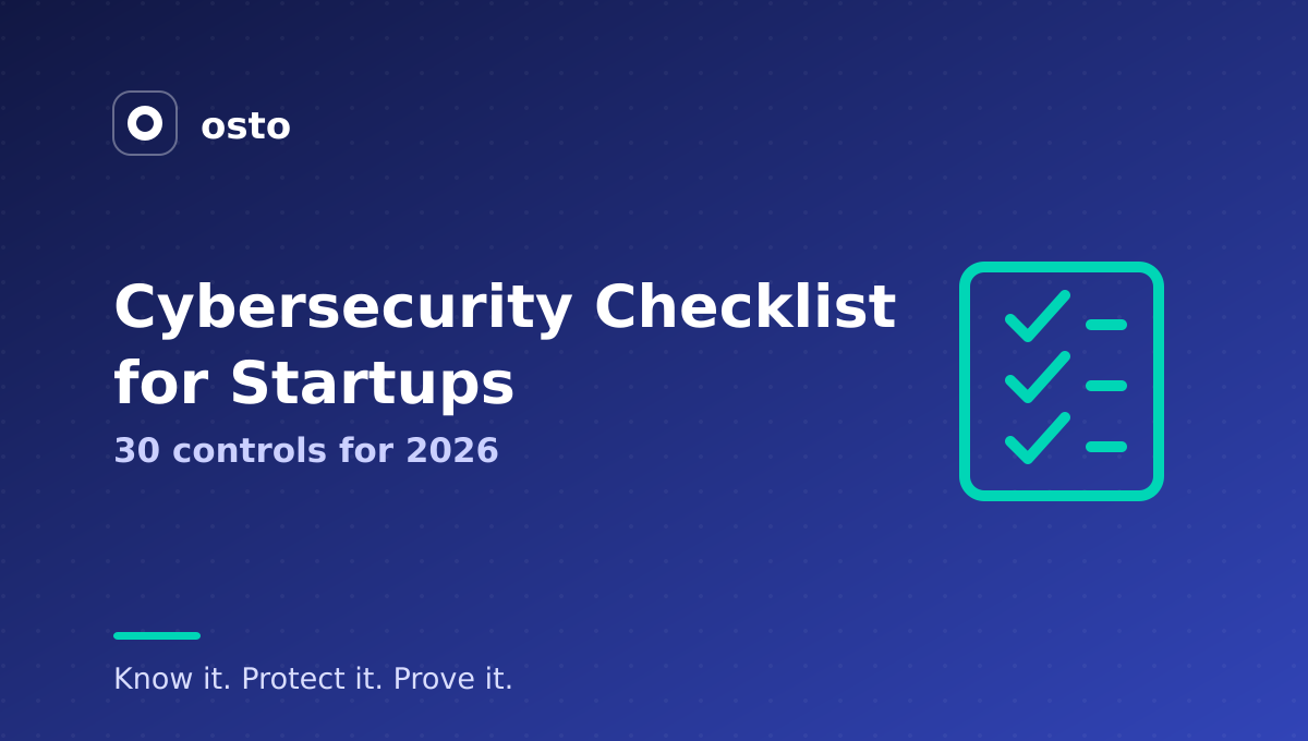 Cybersecurity checklist for startups covering 30 essential security controls