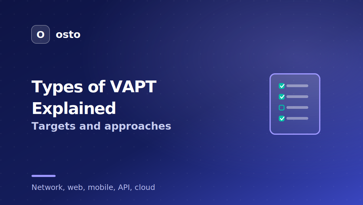 Types of VAPT network web app mobile API and cloud