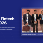 The Osto team with an industry leader at Global Fintech Fest 2026 at Jio World Centre, Mumbai