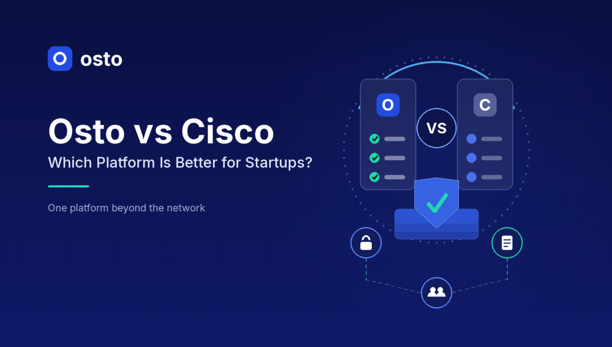 Osto vs Cisco coverage comparison across web and API protection, cloud posture, endpoint control, VAPT and compliance