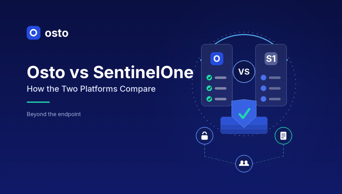 Osto vs SentinelOne coverage comparison across web and API protection, cloud posture, endpoint control, VAPT and compliance
