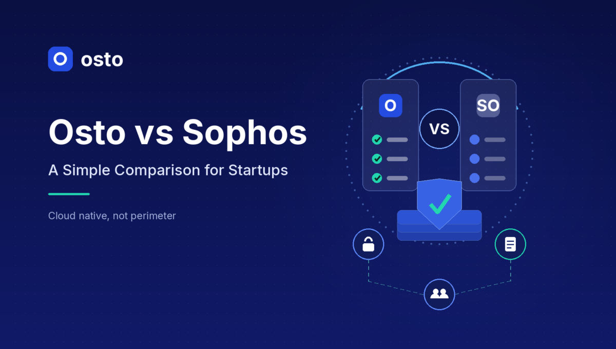 Osto vs Sophos coverage comparison across web and API protection, cloud posture, endpoint control, VAPT and compliance